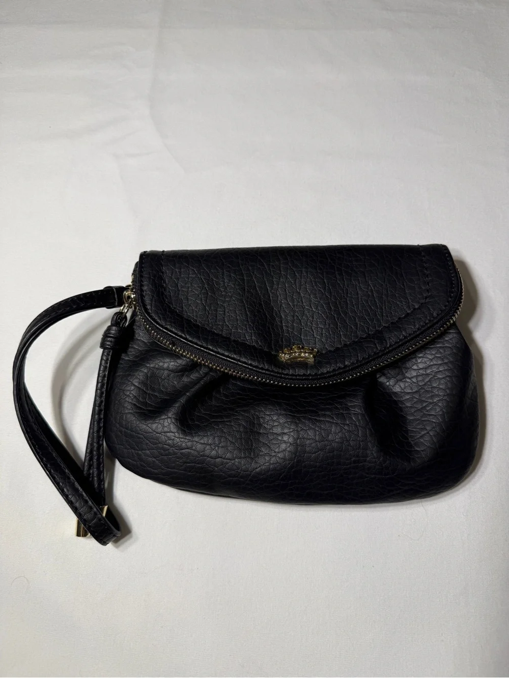 Y2K Juicy Couture Royal Black Wristlet Clutch With Hot Pink Crown Interior